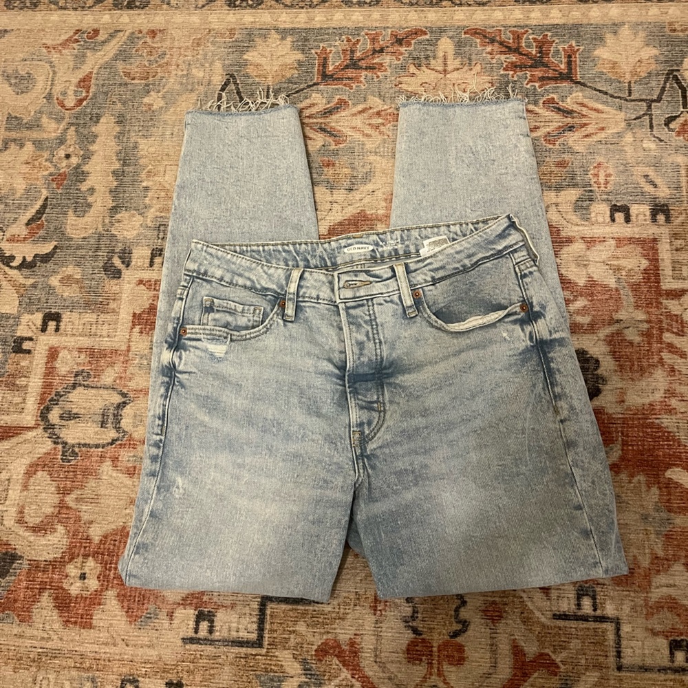 Old Navy OG Straight Raw Hem High Waist Jeans - Picture 5 of 9